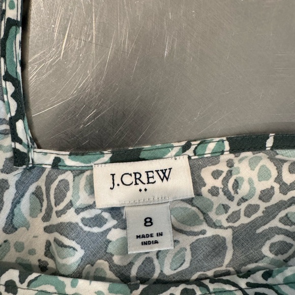 J. Crew Green and White Smocked Waist Poplin Midi Dress- Size 8 - Picture 3 of 4